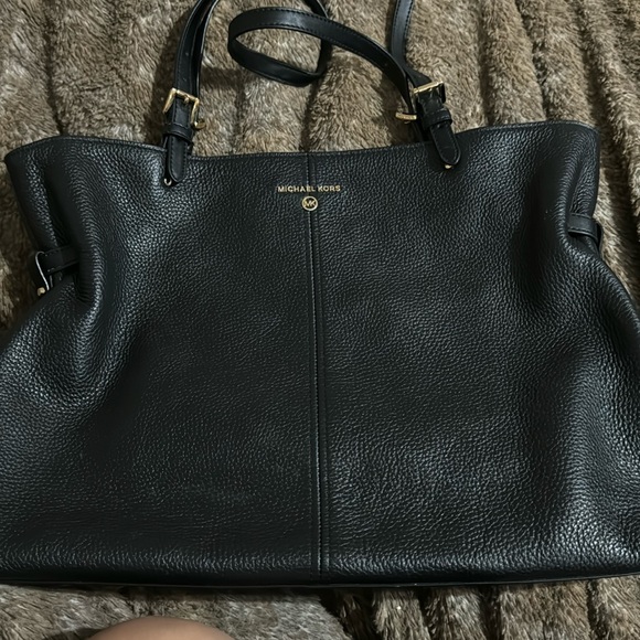 NWOT MK LEATHER TOTE BLACK - Picture 1 of 5